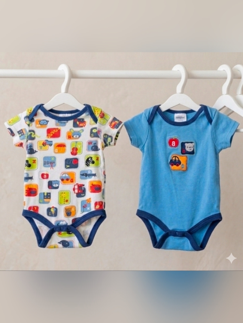 Baby Gear 0-3M Baby Boys 2pc Alphabet Graphics Short Sleeve Bodysuits Bundle